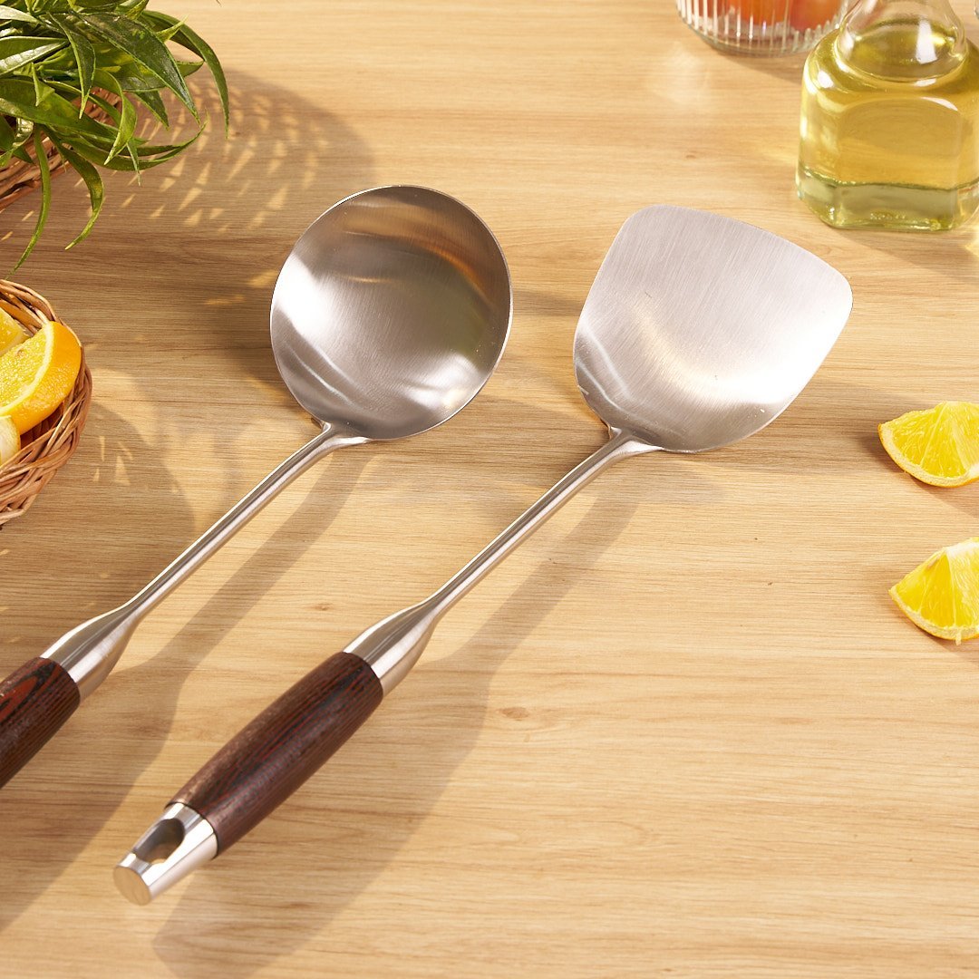 Stainless Steel Kitchen Frying Spoon (2 Piece Set)