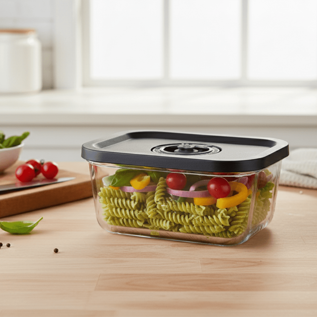 Vacuum Glass Storage Container with Date Tracker Lid