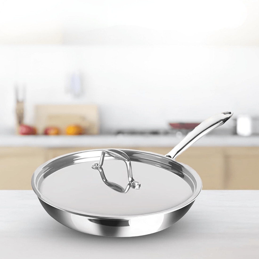 Tri-Ply Stainless Steel Honeycomb Fry Pan with Lid(26cm)