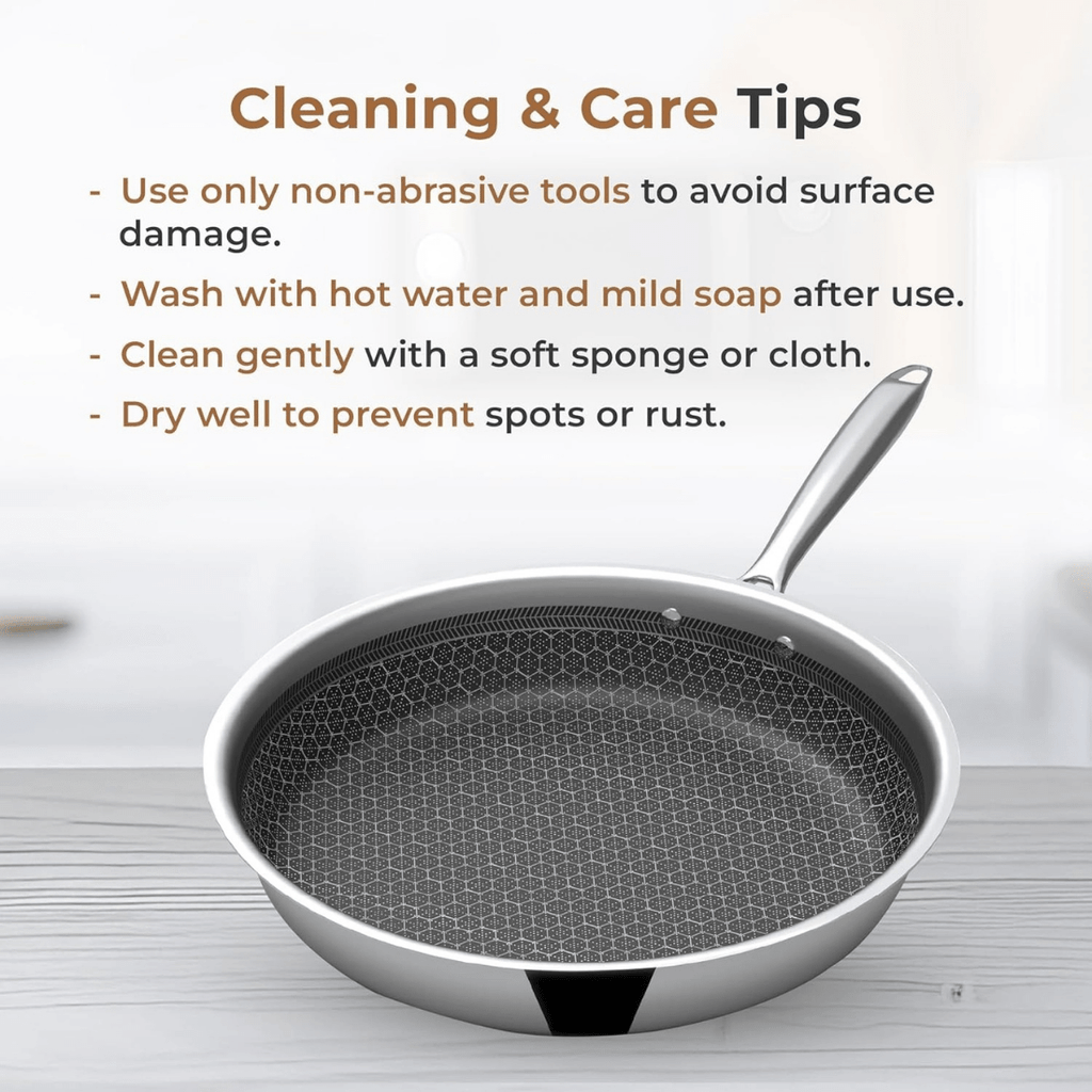 Tri-Ply Stainless Steel Honeycomb Fry Pan with Lid(24cm)