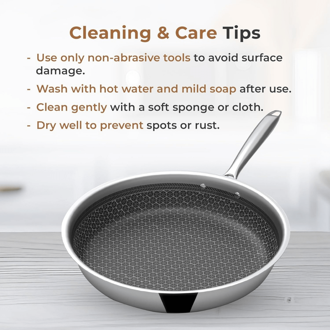 Tri-Ply Stainless Steel Honeycomb Fry Pan with Lid(24cm)