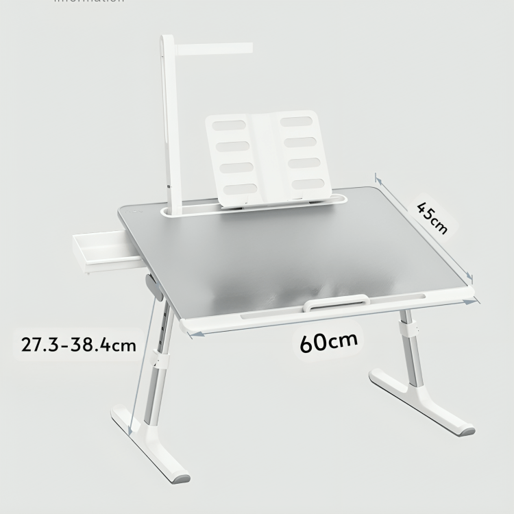 Adjustable Laptop Bed Desk with LED Lamp & Foldable Design (60cm)