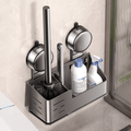 Wall-Mounted Suction Cup Toilet Brush with Storage Holder