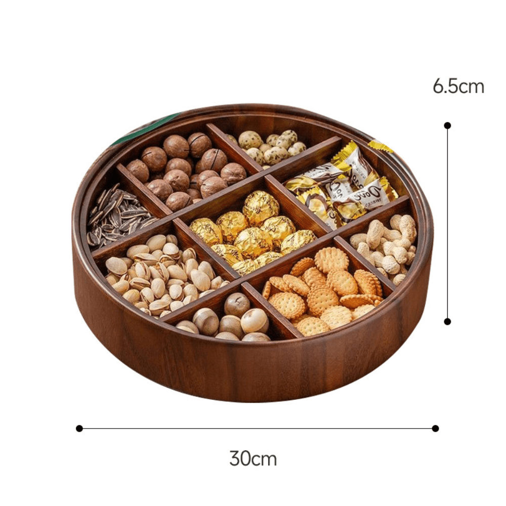 9-Compartment Bamboo Serving Tray With Lid