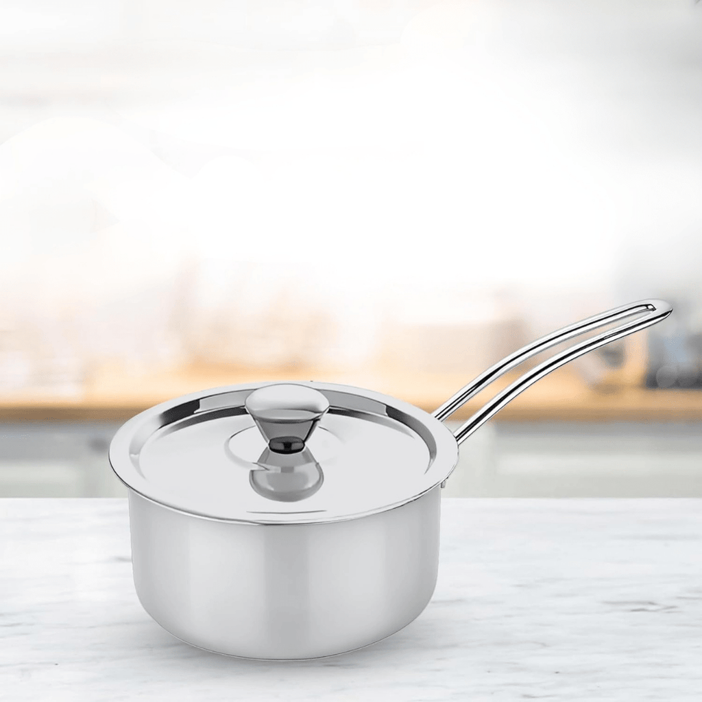 Versatile Tri-Ply Stainless Steel Saucepan with Lid(16cm)