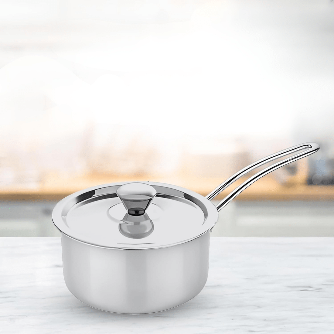 Versatile Tri-Ply Stainless Steel Saucepan with Lid(16cm)