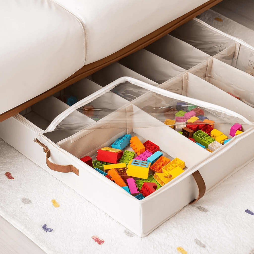 Adjustable Dust Proof Under Bed Organizer with Transparent Cover (75 cm)