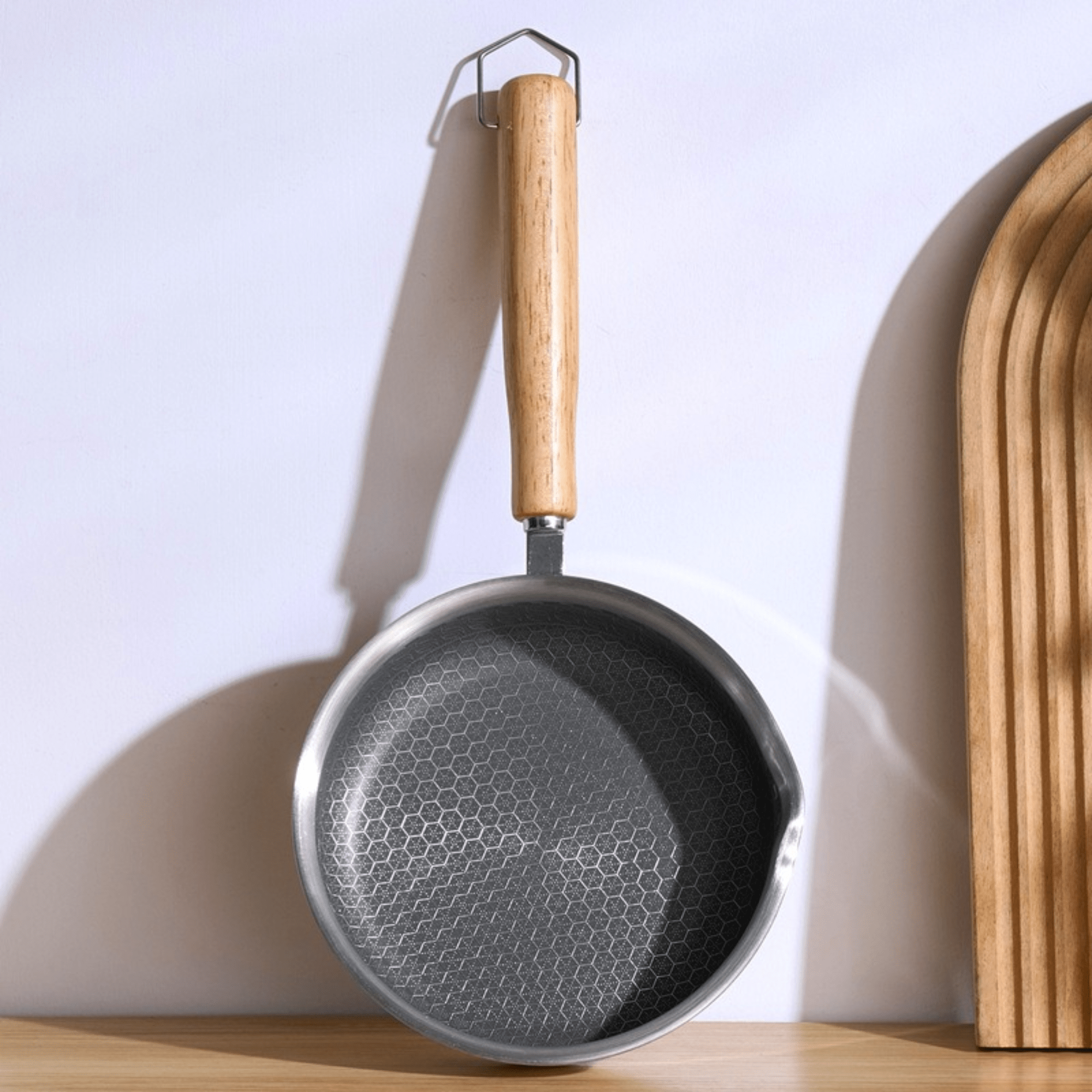 Stainless Steel Nonstick Mini Frying Pan with Wooden Handle (13cm)