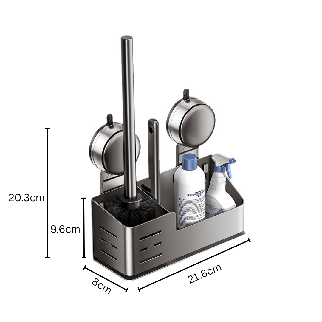 Wall-Mounted Suction Cup Toilet Brush with Storage Holder