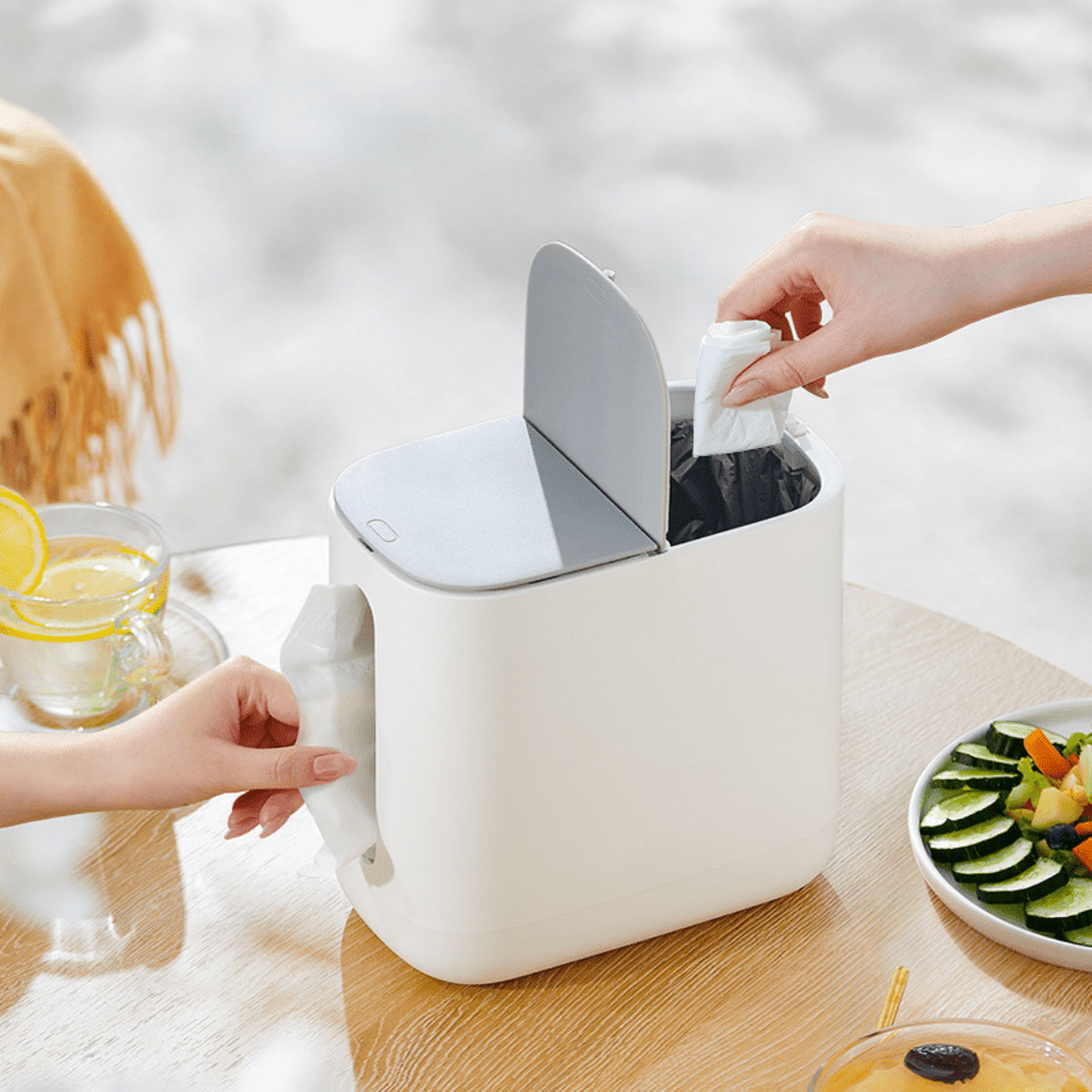 Two-in-One Tissue Holder with Trash Bin