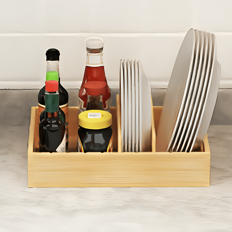 Adjustable Compartment Bamboo Storage Tray