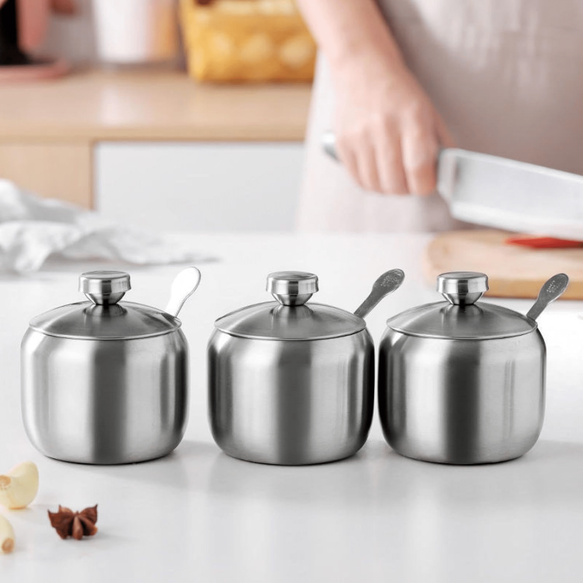 Stainless Steel Multifunctional Seasoning Jars (250 ml)