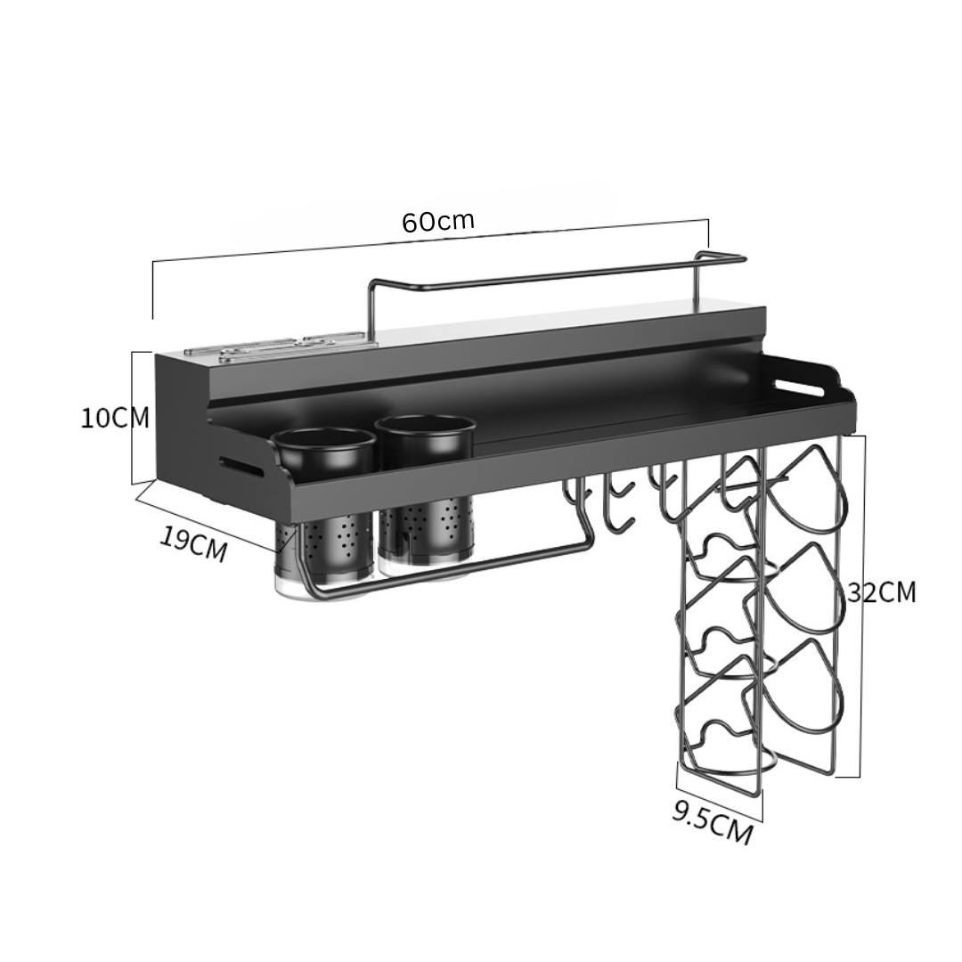 Wall-Mounted Multifunctional Stainless Steel Kitchen Storage Organizer (60cm)