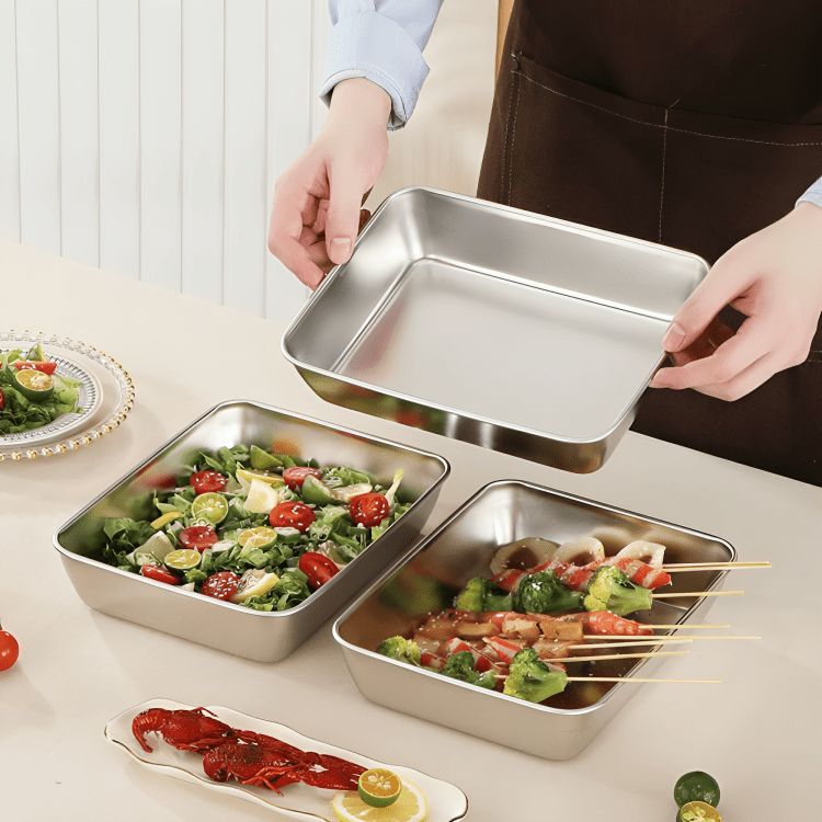 Stainless Steel Square Food Preparation Plate