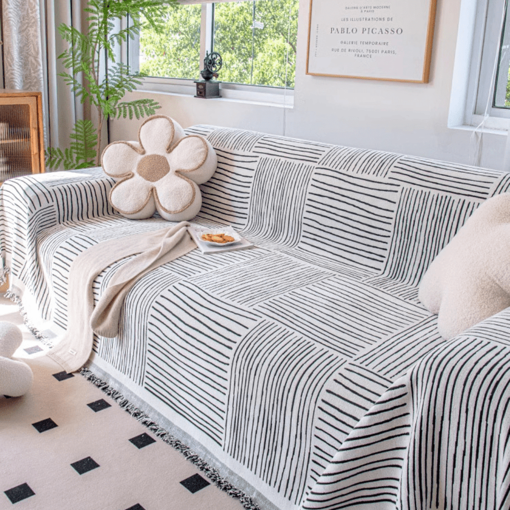 Striped Patchwork Elegance Chenille Sofa Cover