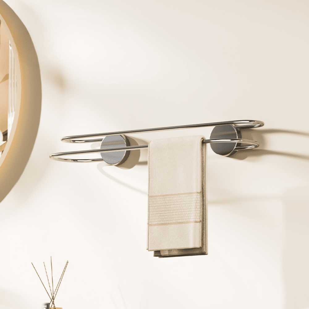 Stainless Steel Punch-Free Suction Cup Double Towel Rack