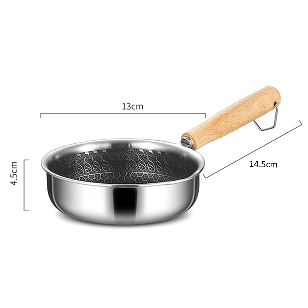 Stainless Steel Nonstick Mini Frying Pan with Wooden Handle (13cm)