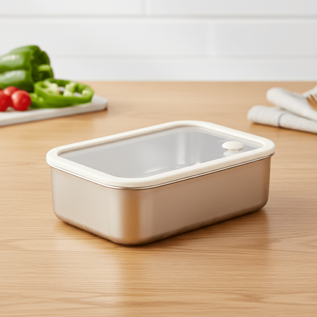 Stainless Steel Multi-Use Storage Box with Lid (0.7L)