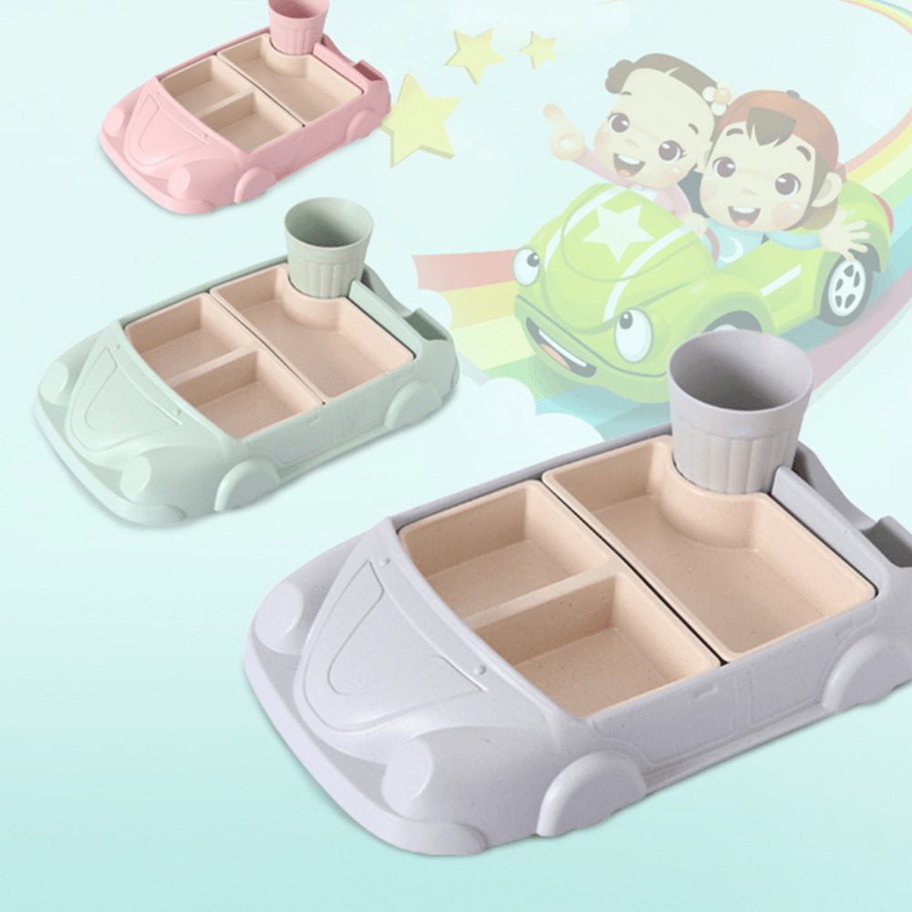 Car Shape Bamboo Fiber Baby Tray