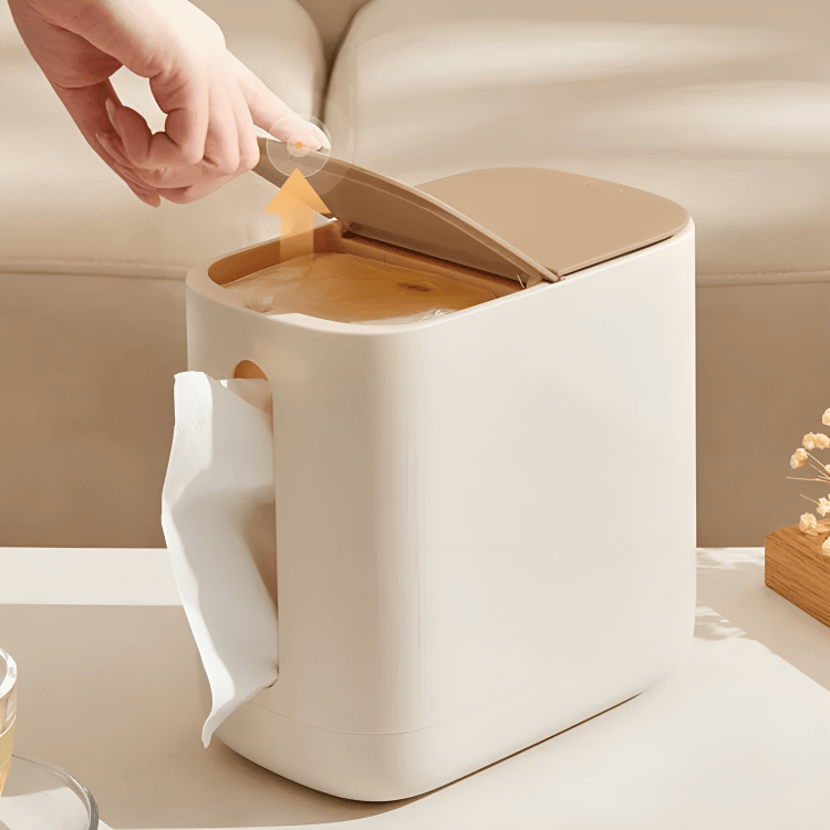 Two-in-One Tissue Holder with Trash Bin