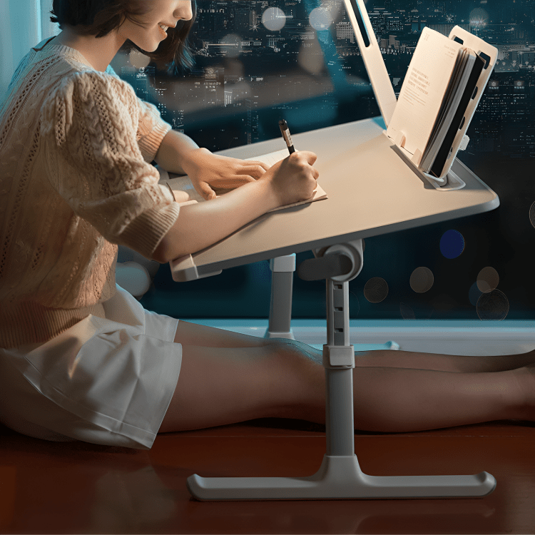 Adjustable Laptop Bed Desk with LED Lamp & Foldable Design (60cm)