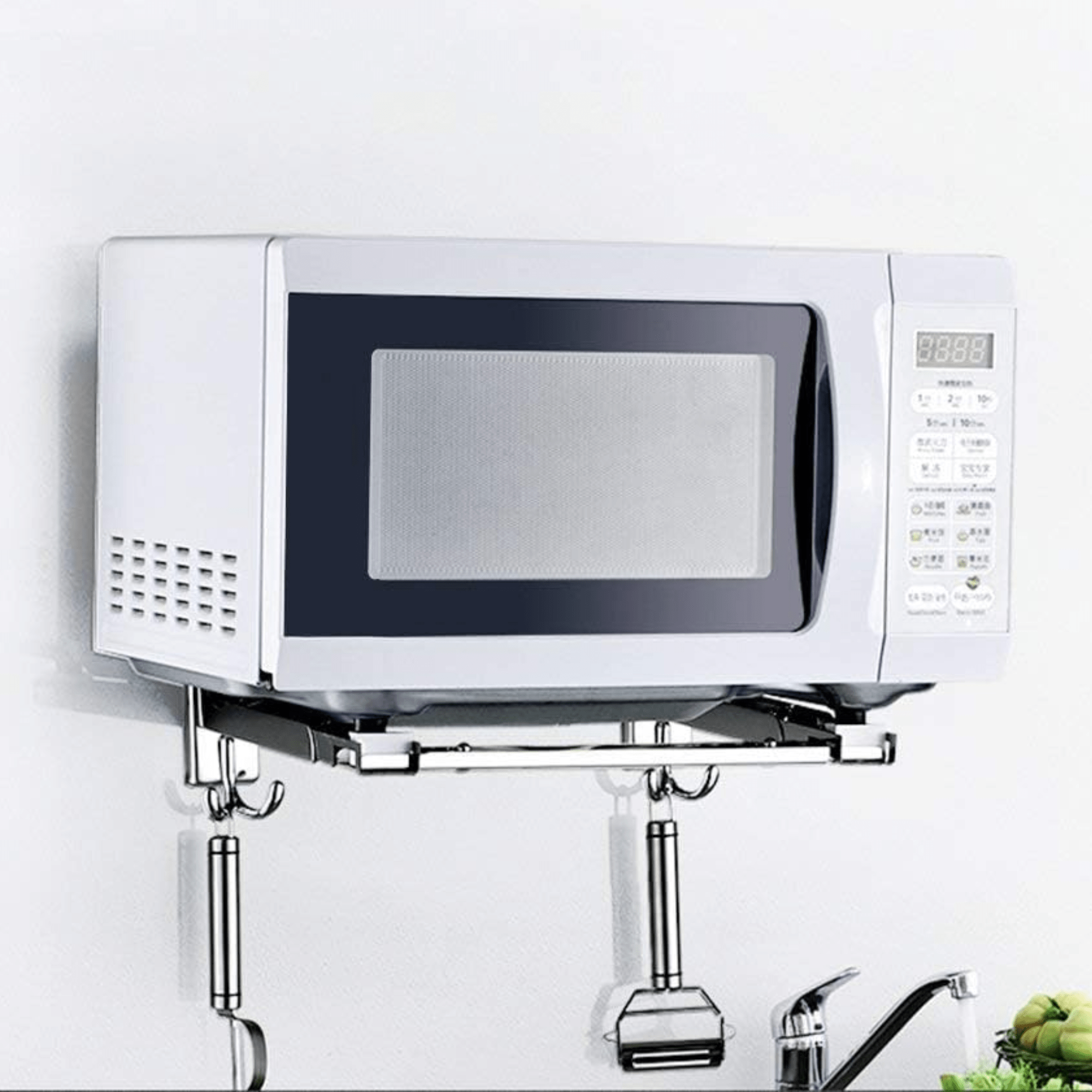 Adjustable Wall-Mounted Stainless Steel Microwave Oven Rack Shelf