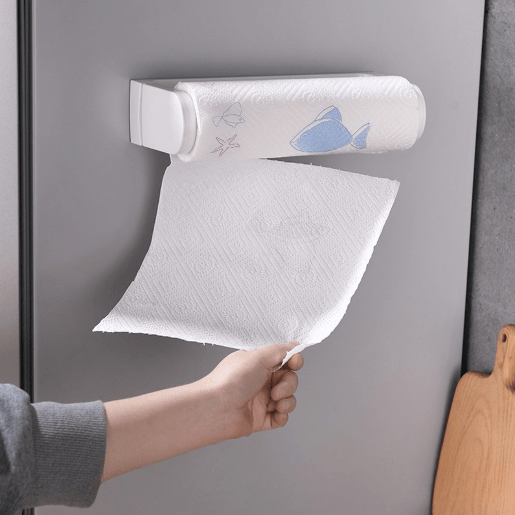 Wall-Mounted Kitchen Adhesive Paper Storage Rack