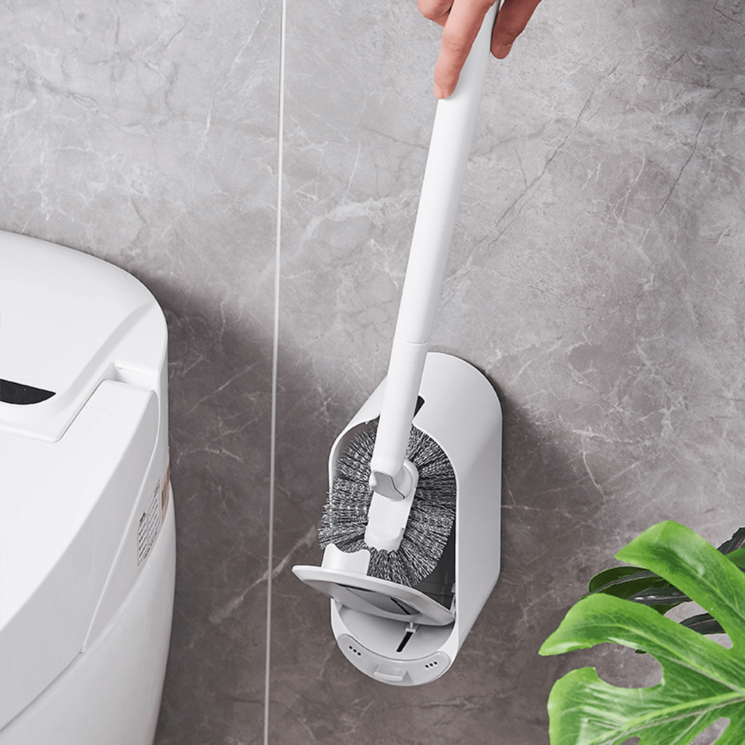 Wall Mounted Toilet Brush Set with Flexible Bristles and Holder