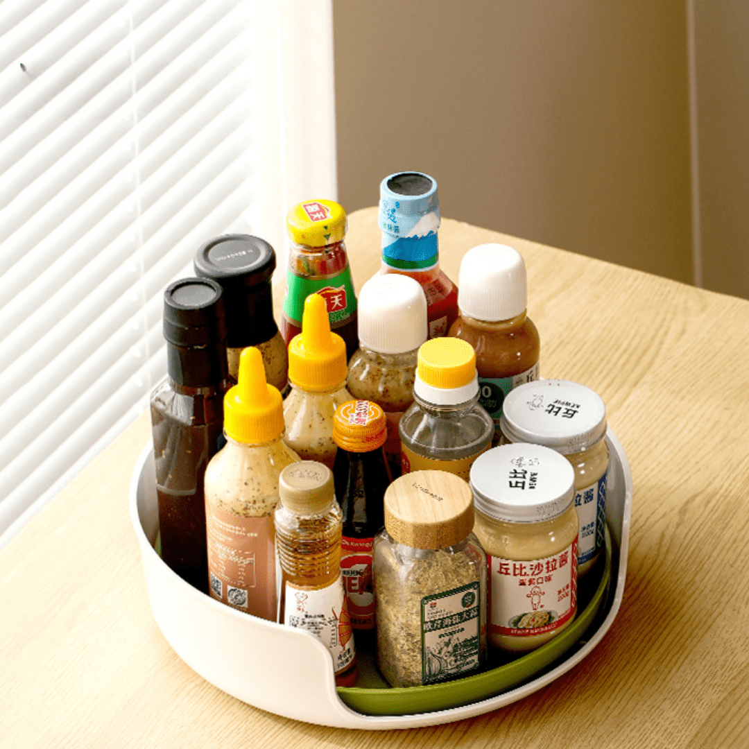 360° Rotating Open Kitchen Storage Tray for Bottles(28cm)