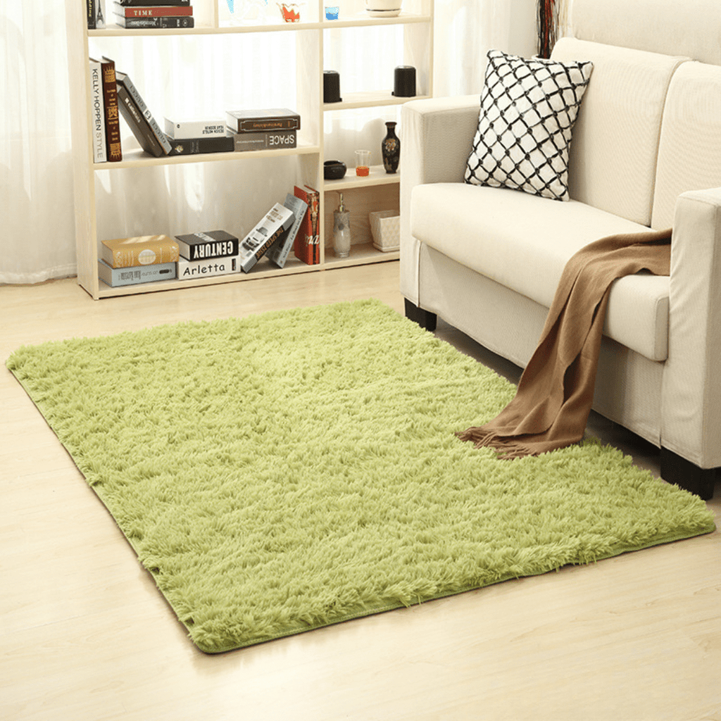 Ultra-Soft Silk Wool Living Room Carpet (Green)