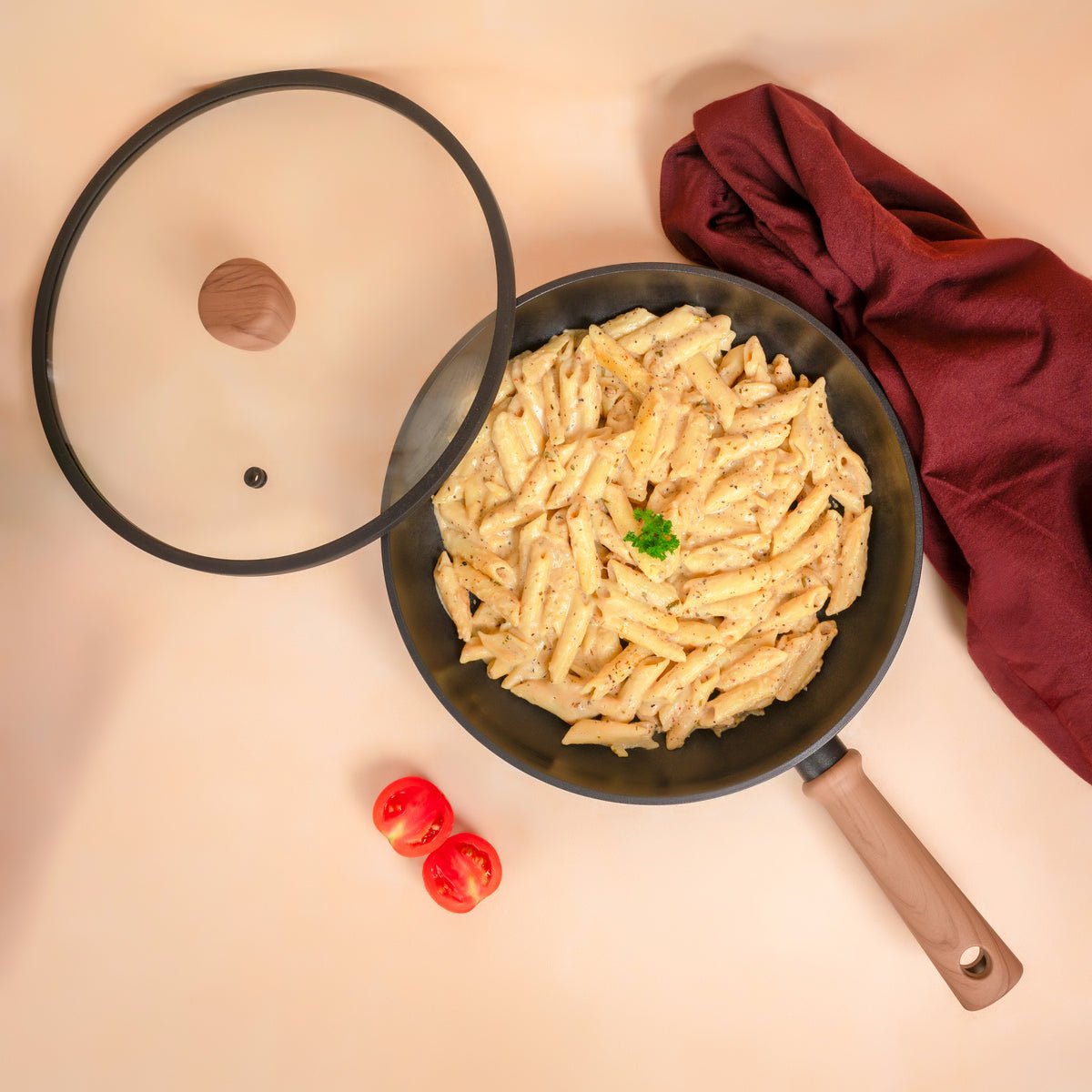 Titanium Non-Stick Induction Frying Pan with Glass Lid (24cm)