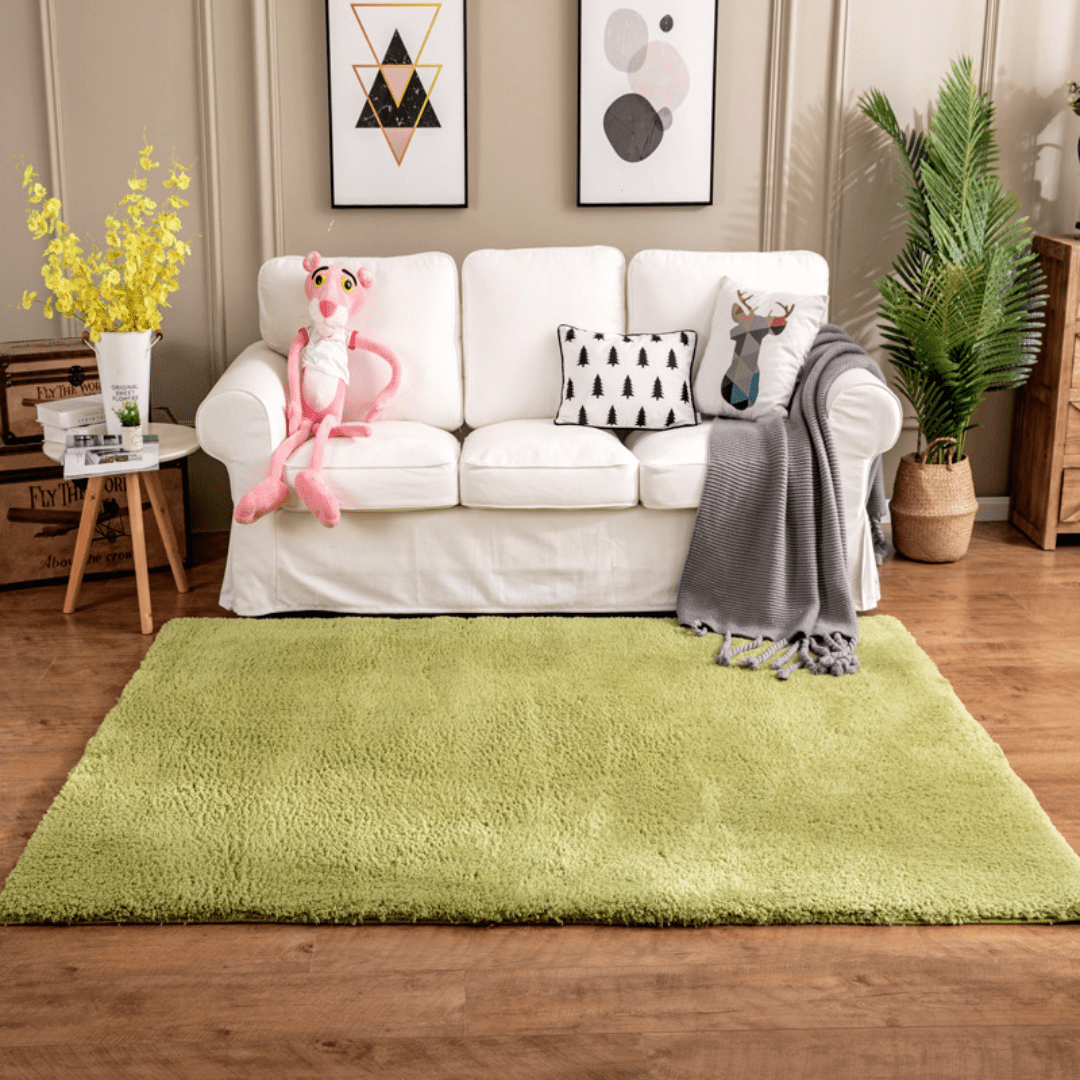 Ultra-Soft Silk Wool Living Room Carpet (Green)