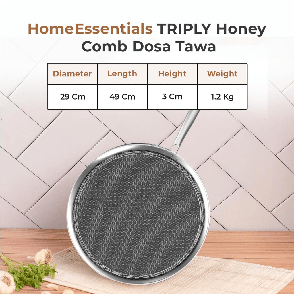 Tri-Ply Stainless Steel Honeycomb Non-Stick Tawa(29cm)