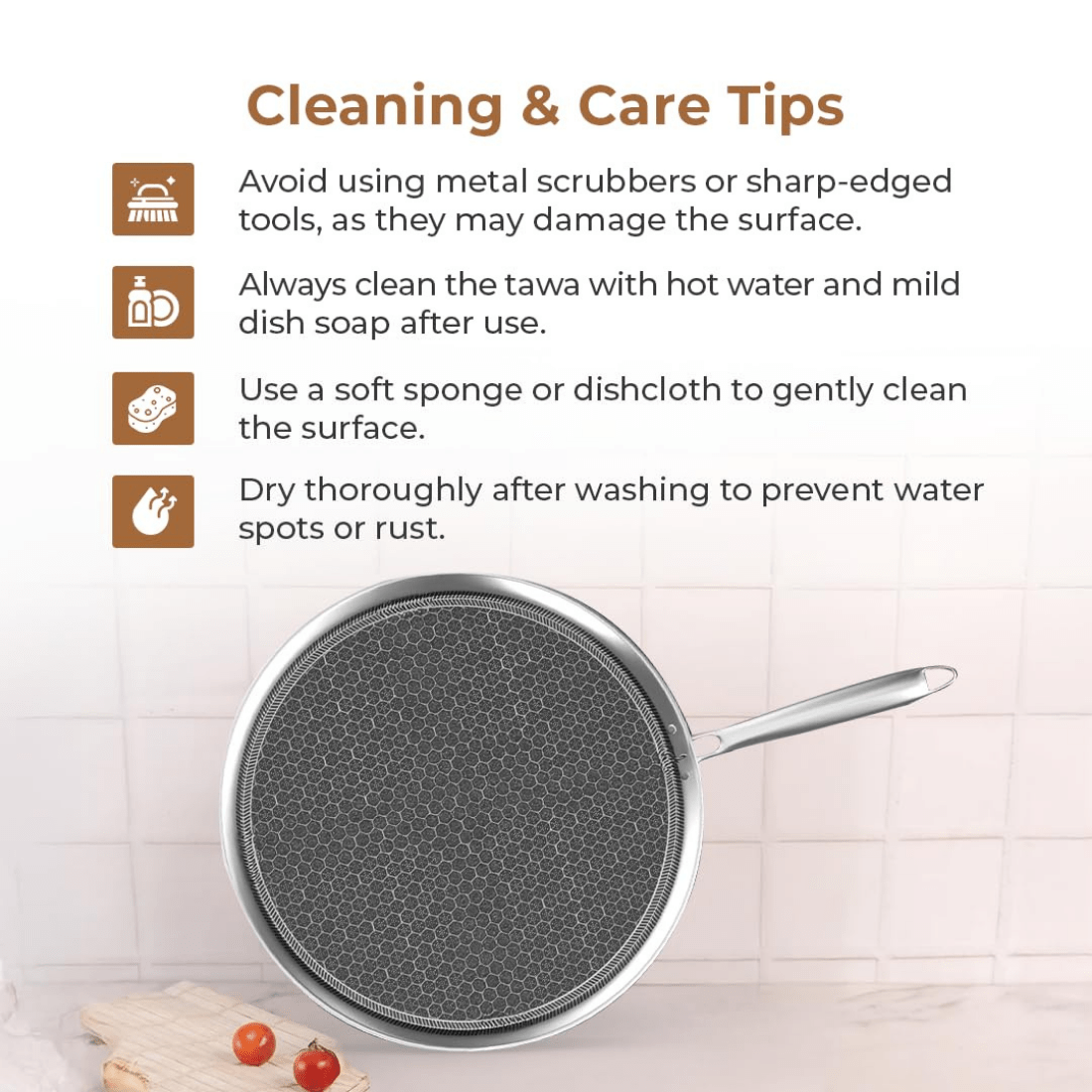 Tri-Ply Stainless Steel Honeycomb Non-Stick Tawa(29cm)