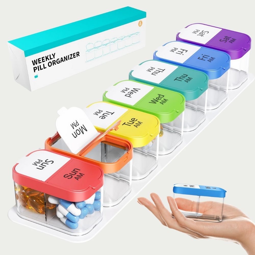 7-Compartments Twice-A-Day Portable Medicine Organizer(Pack of 1)