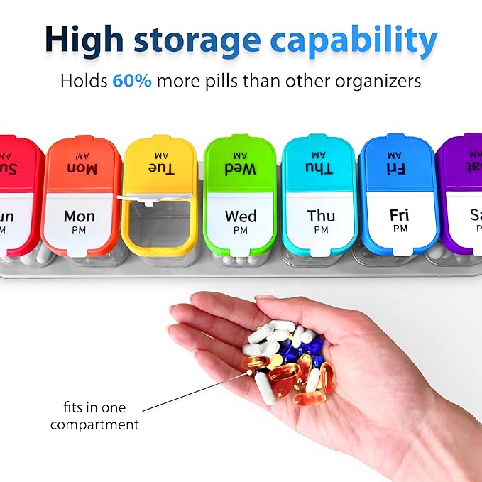 7-Compartments Twice-A-Day Portable Medicine Organizer