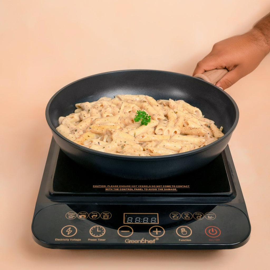 Titanium Non-Stick Induction Frying Pan with Glass Lid (24cm)