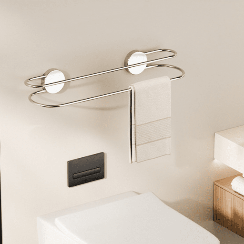 Stainless Steel Punch-Free Suction Cup Double Towel Rack