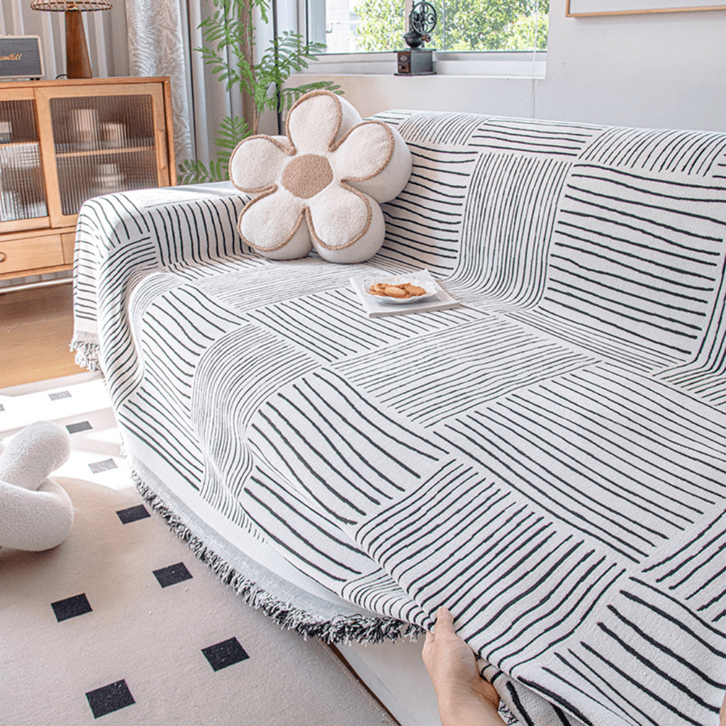 Striped Patchwork Elegance Chenille Sofa Cover