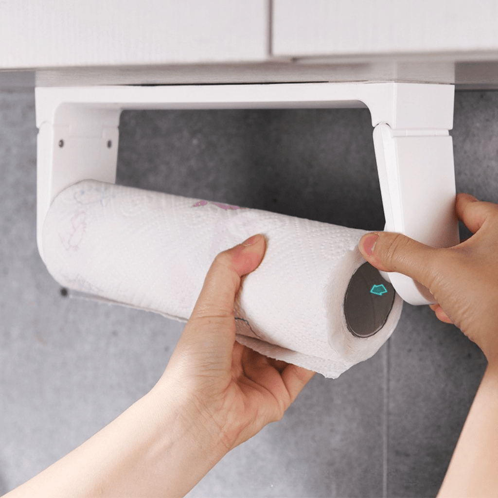 Wall-Mounted Kitchen Adhesive Paper Storage Rack