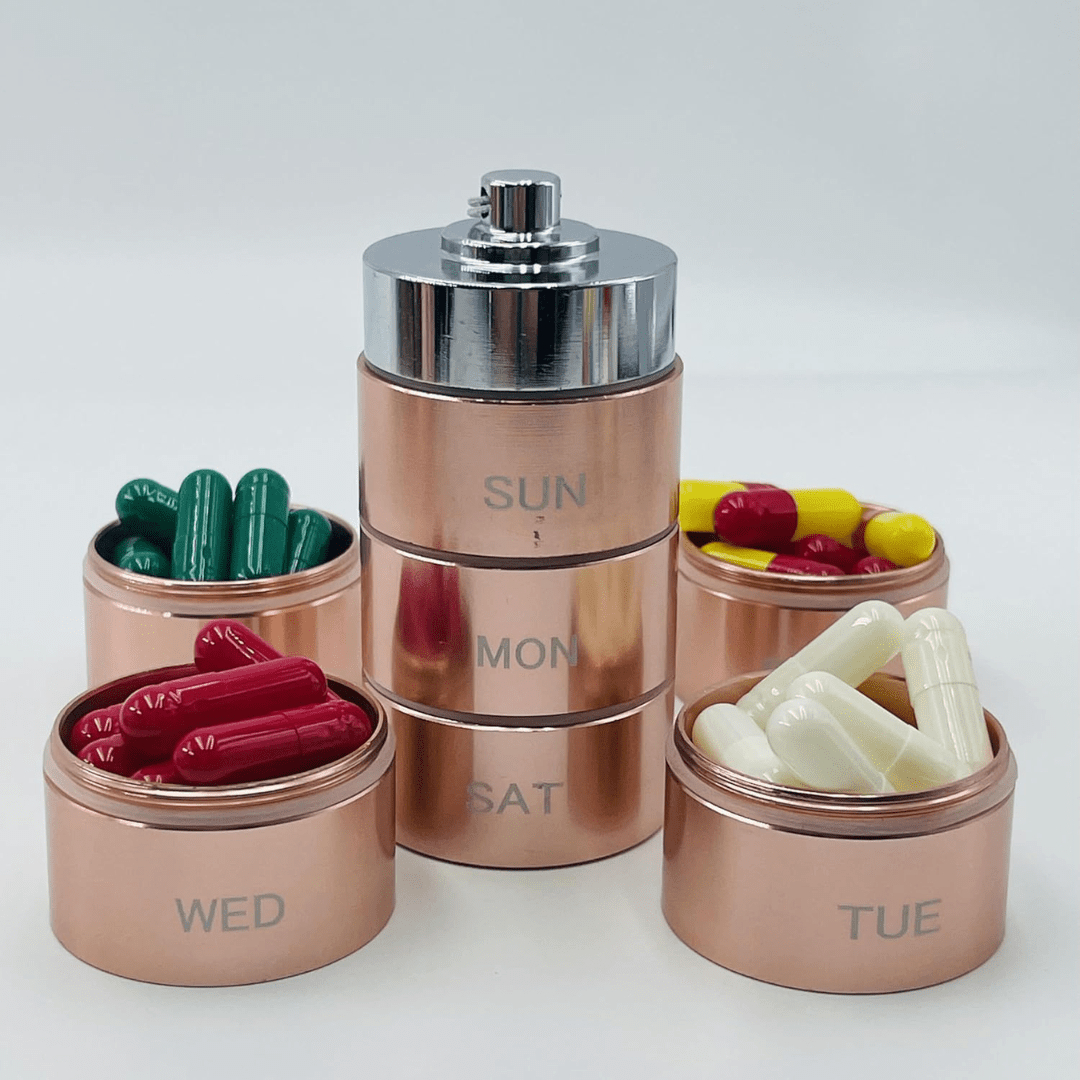 Aluminum Weekly Stackable 7-Day Medicine Container
