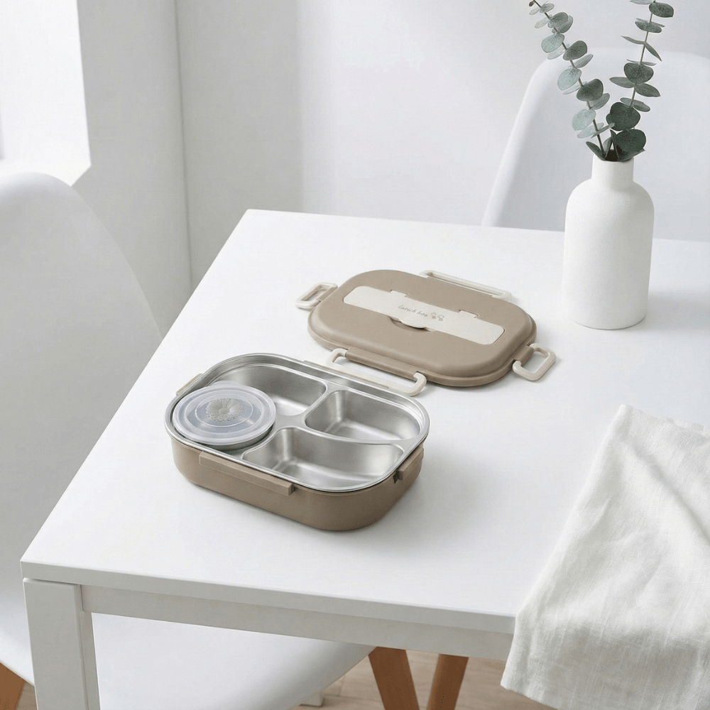 4-Compartment Stainless Steel Leak Proof Lunch Box (1500ml)