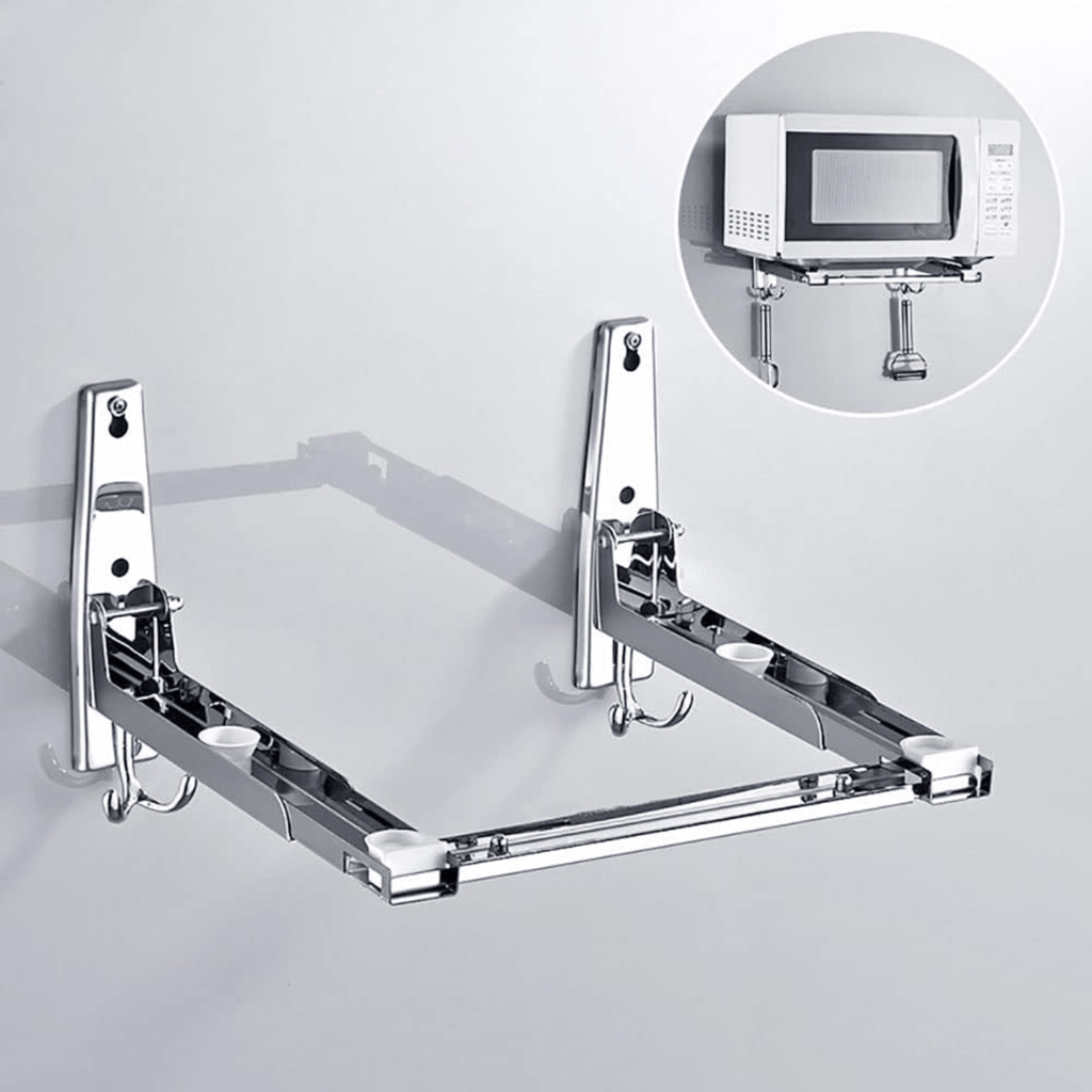 Adjustable Wall-Mounted Stainless Steel Microwave Oven Rack Shelf