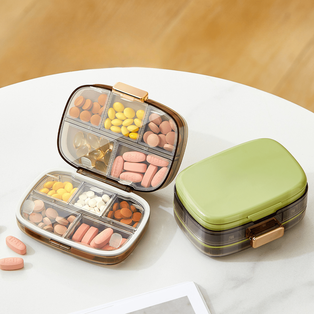 Three-Layer Portable Weekly Pill Organizer Box with Moisture Seal