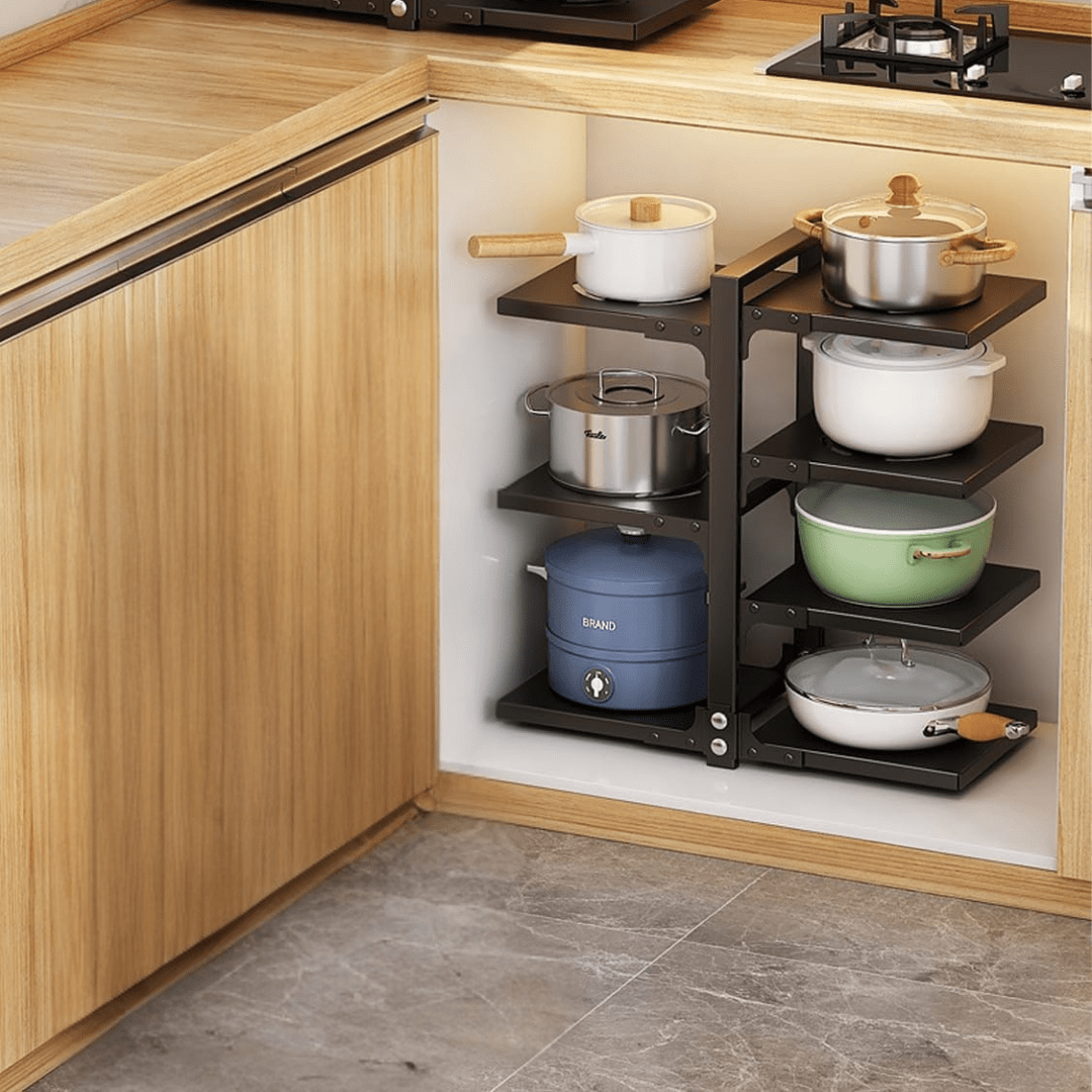 Adjustable 7-Tier Heavy-Duty Pot and Pan Organizer Rack