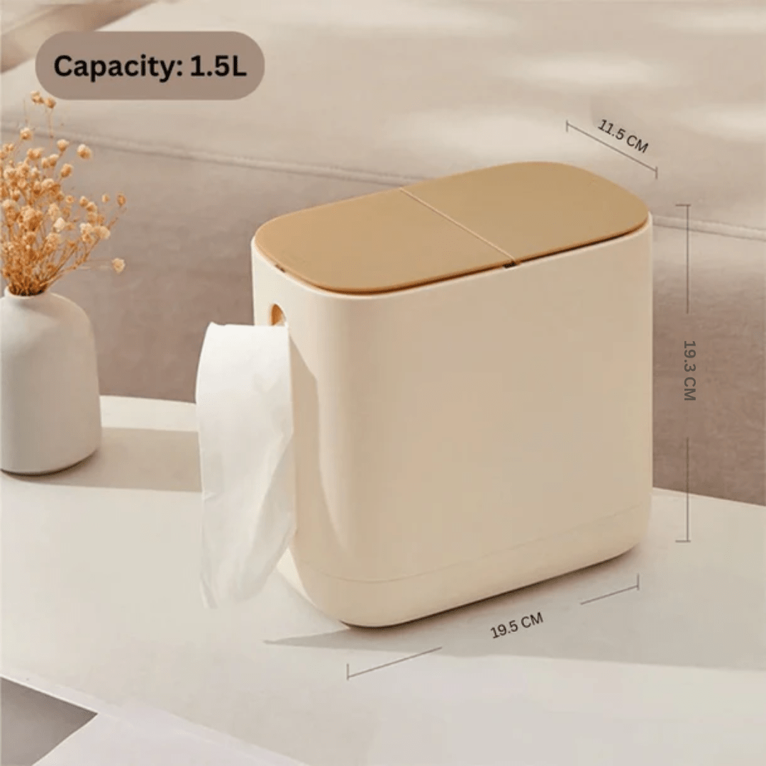 Two-in-One Tissue Holder with Trash Bin