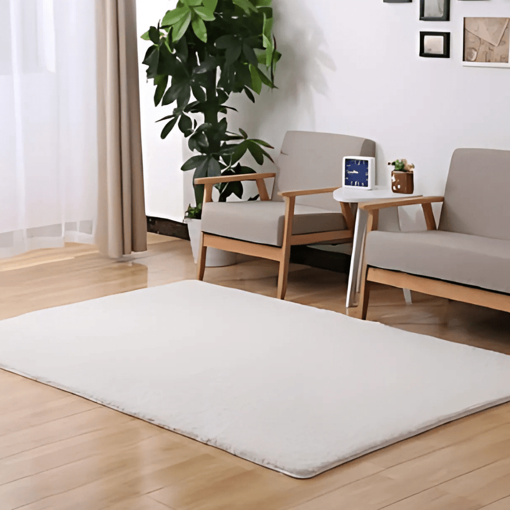 Ultra-Soft Silk Wool Living Room Carpet (Beige)