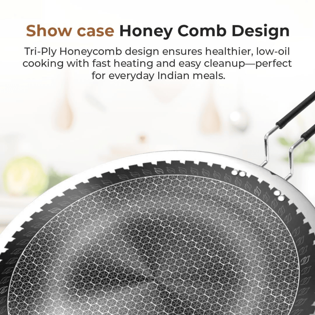 Tri-Ply Stainless Steel Honeycomb Non-Stick Tawa(23cm)
