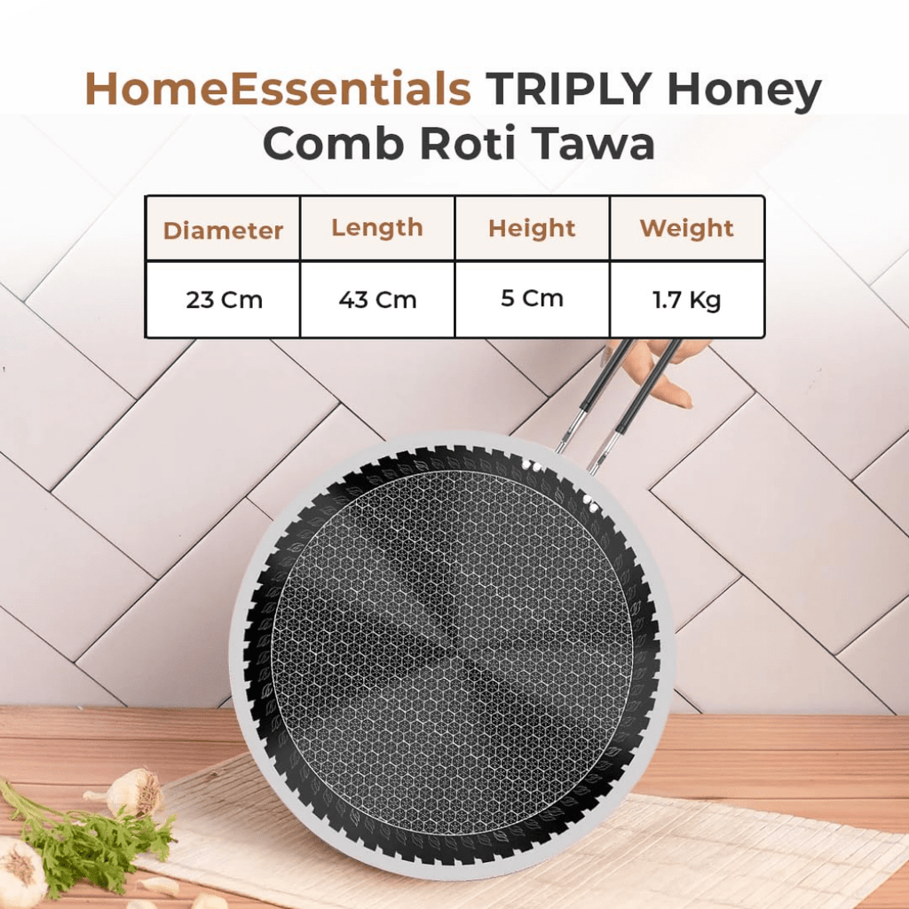 Tri-Ply Stainless Steel Honeycomb Non-Stick Tawa(23cm)