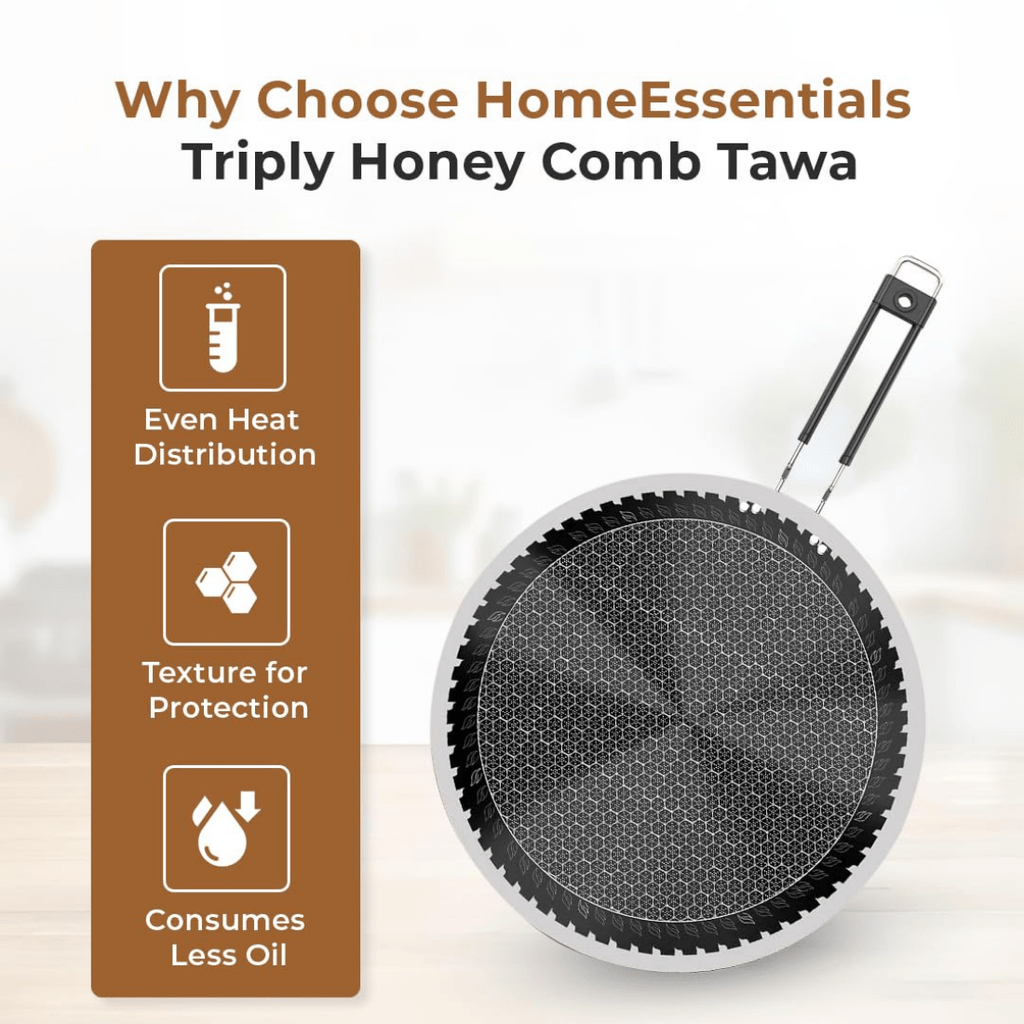 Tri-Ply Stainless Steel Honeycomb Non-Stick Tawa(23cm)